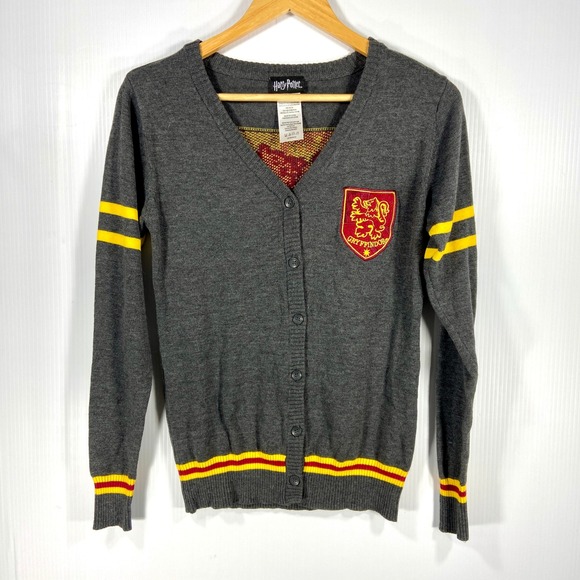 Harry Potter Gryffindor Gray V Neck Cardigan School Sweater Womens Small - Picture 1 of 6